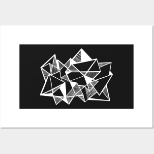 Black and white Geometric Abstract Posters and Art